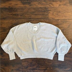 aerie Heather Gray Ribbed Knit Cropped Sweater Top